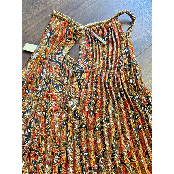 Michael Kors Women's Plus Size Pleated Printed Chain-Neck Top  Blouse Brown 3X - Picture 11 of 11